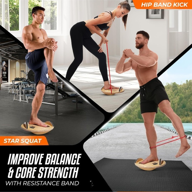 Holz-Balanceboard für Erwachse – Yoga Fitness Training Bewertung und Preis